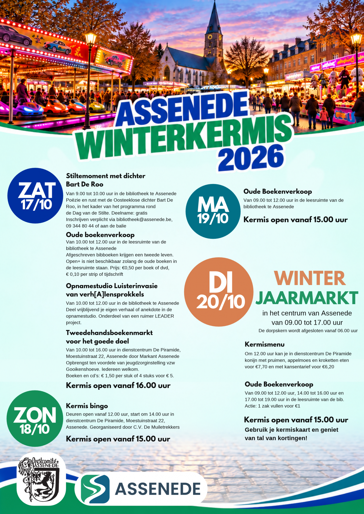 Programma van de winterkermis in Assenede van 17 tot en met 20 oktober 2026.